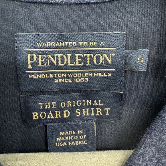 Pendleton The Original Board Shirt Mens Small Navy Blue Solid Virgin Wool Button - Picture 4 of 8